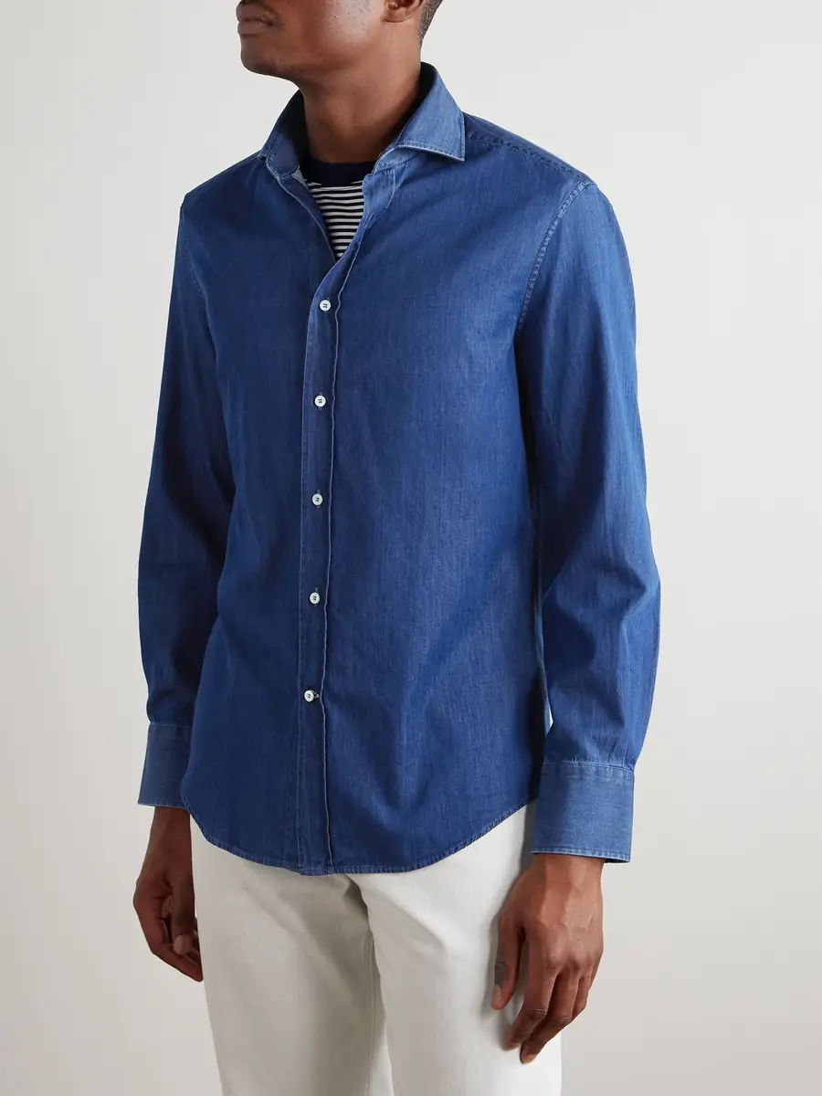 Brunello Cucinelli lim-Fit Cutaway-Collar Cotton Shirt - Men | Thumbnail 3 Brunello Cucinelli lim-Fit Cutaway-Collar Cotton Shirt - Men | Thumbnail 3