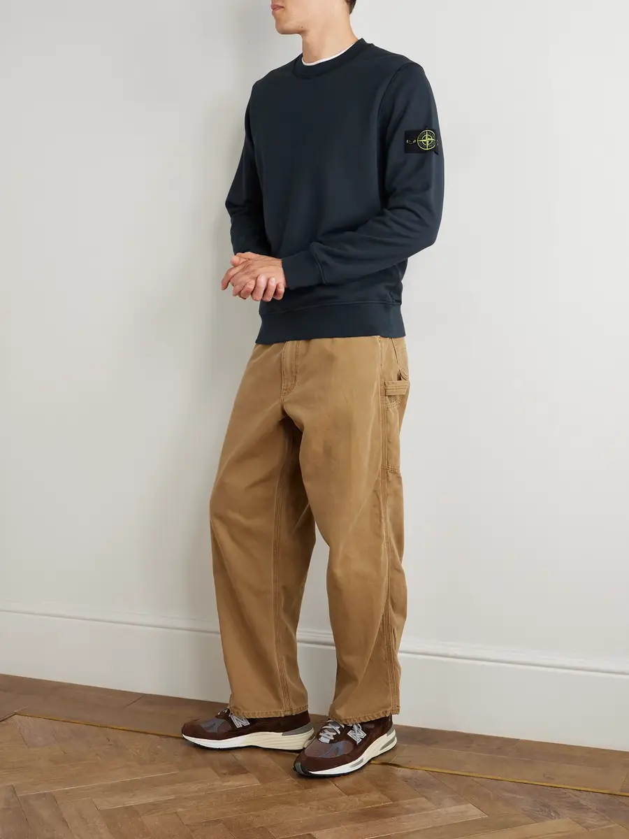 Stone Island Logo-Appliquèd Garment-Dyed Organic Cotton-Jersey Sweatshirt - Men | Thumbnail 2 Stone Island Logo-Appliquèd Garment-Dyed Organic Cotton-Jersey Sweatshirt - Men | Thumbnail 2