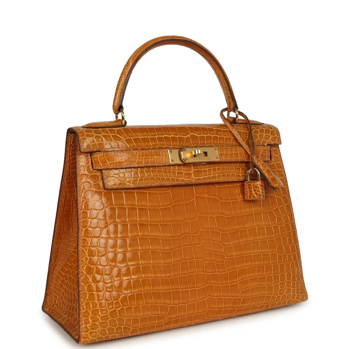 HERMÈS Vintage Hermes Kelly Sellier 28 Saffron Porosus Crocodile Gold Hardware | Thumbnail 2 HERMÈS Vintage Hermes Kelly Sellier 28 Saffron Porosus Crocodile Gold Hardware | Thumbnail 2