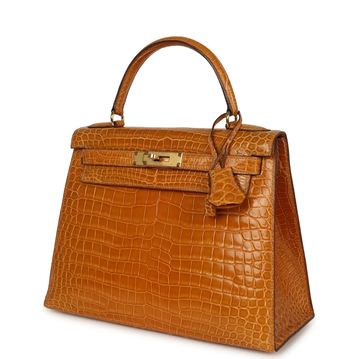 HERMÈS Vintage Hermes Kelly Sellier 28 Saffron Porosus Crocodile Gold Hardware | Thumbnail 3 HERMÈS Vintage Hermes Kelly Sellier 28 Saffron Porosus Crocodile Gold Hardware | Thumbnail 3