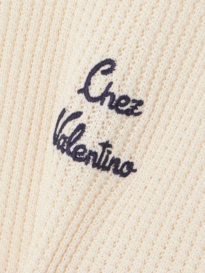 Valentino Garavani Embroidered Waffle-knit Cotton-blend Polo Shirt | Thumbnail 5