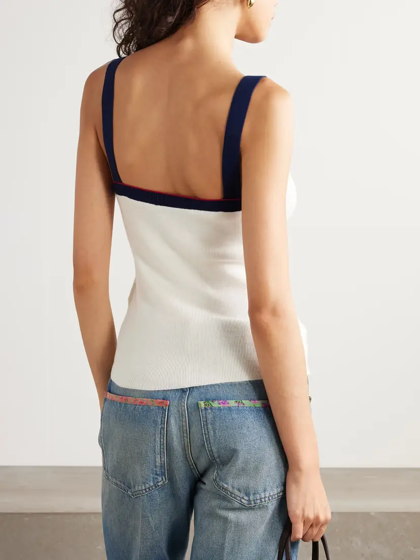 Valentino Garavani Embroidered Striped Wool Tank Top | Thumbnail 3