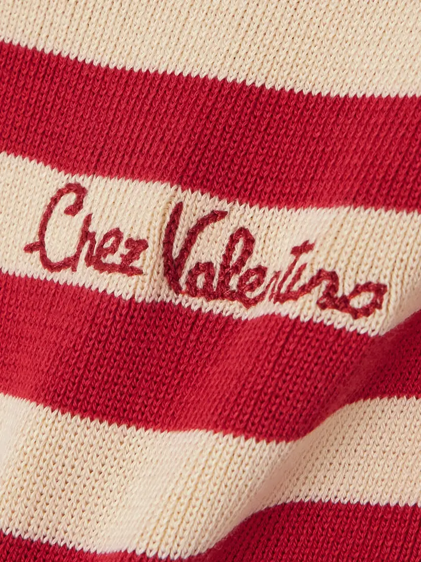 Valentino Garavani Embroidered Striped Ribbed-knit Cotton Sweater | Thumbnail 5 Valentino Garavani Embroidered Striped Ribbed-knit Cotton Sweater | Thumbnail 5