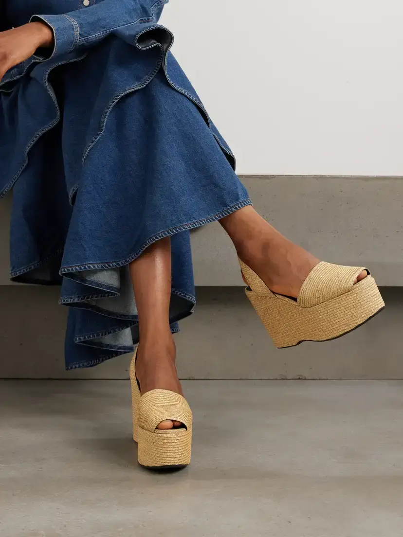Alaïa Straw Slingback Platform Wedge Sandals | Thumbnail 2 Alaïa Straw Slingback Platform Wedge Sandals | Thumbnail 2