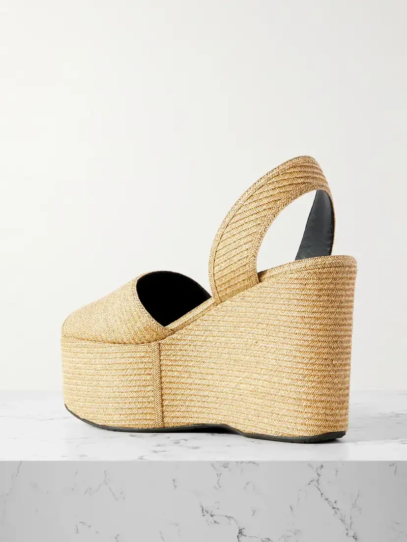 Alaïa Straw Slingback Platform Wedge Sandals | Thumbnail 3 Alaïa Straw Slingback Platform Wedge Sandals | Thumbnail 3