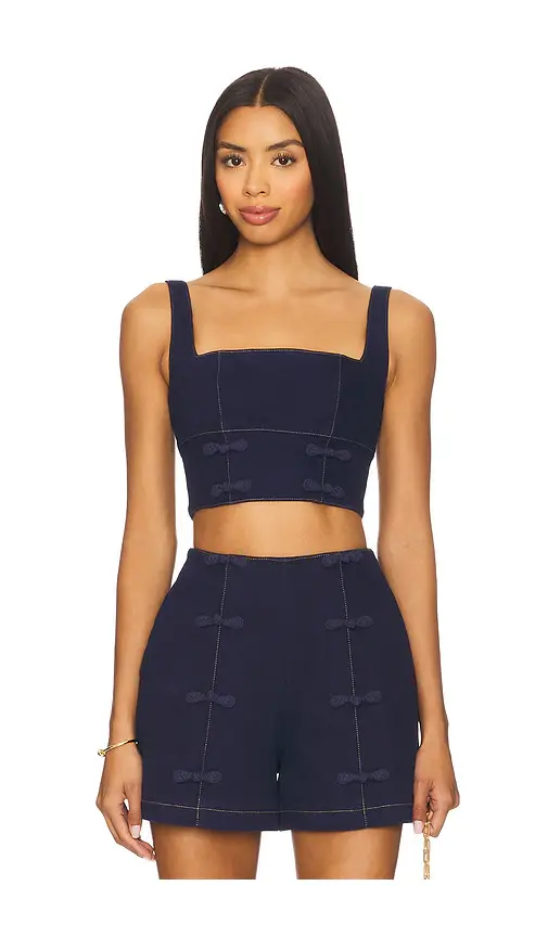 Sau Lee Bridgette Denim Top