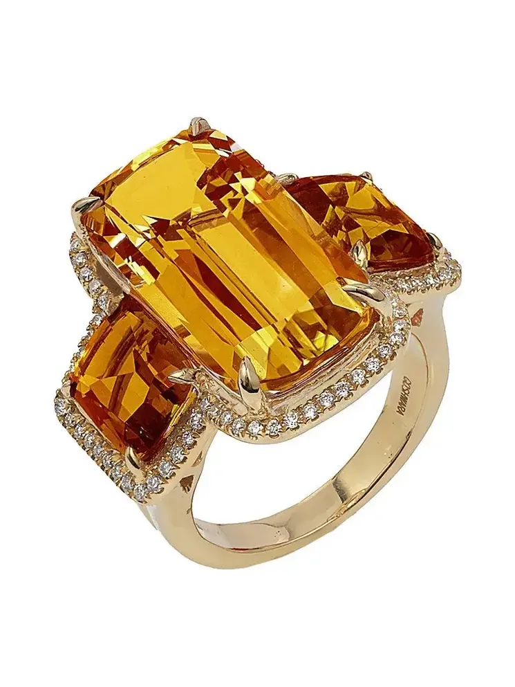 Citrine Three Stone Gossip Ring Citrine Three Stone Gossip Ring