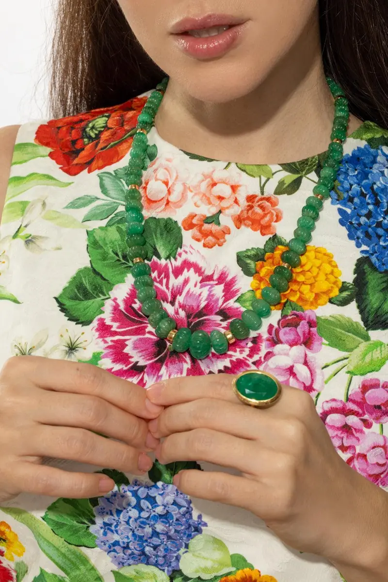 GOSHWARA Emerald Fluted Beads G-One Necklace | Thumbnail 3