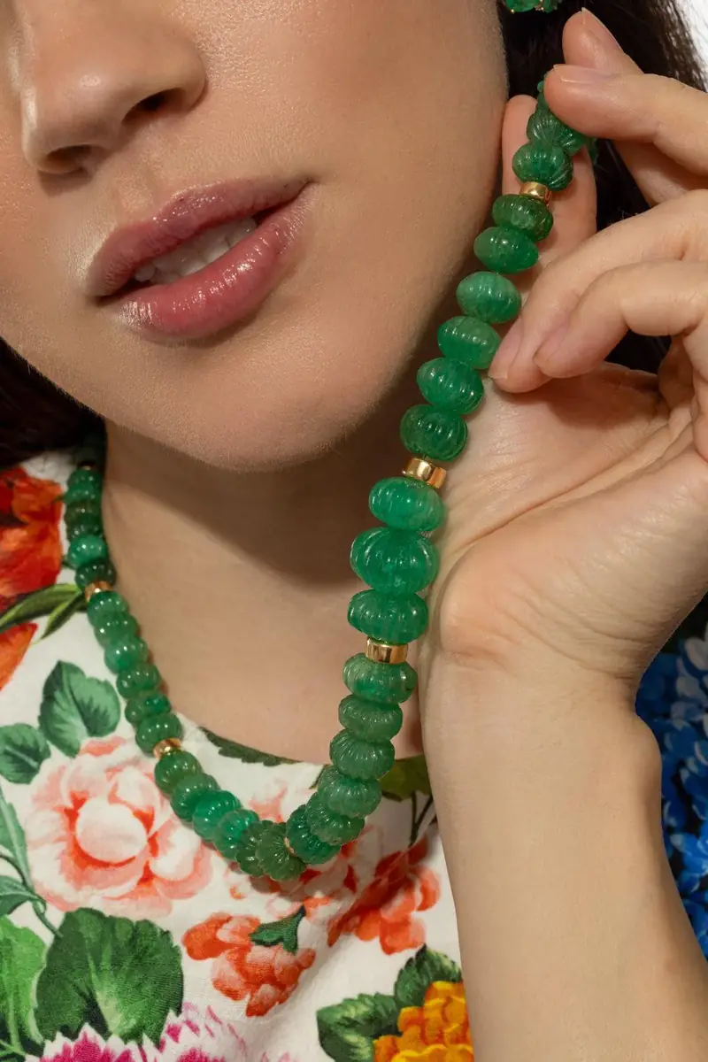 GOSHWARA Emerald Fluted Beads G-One Necklace | Thumbnail 4