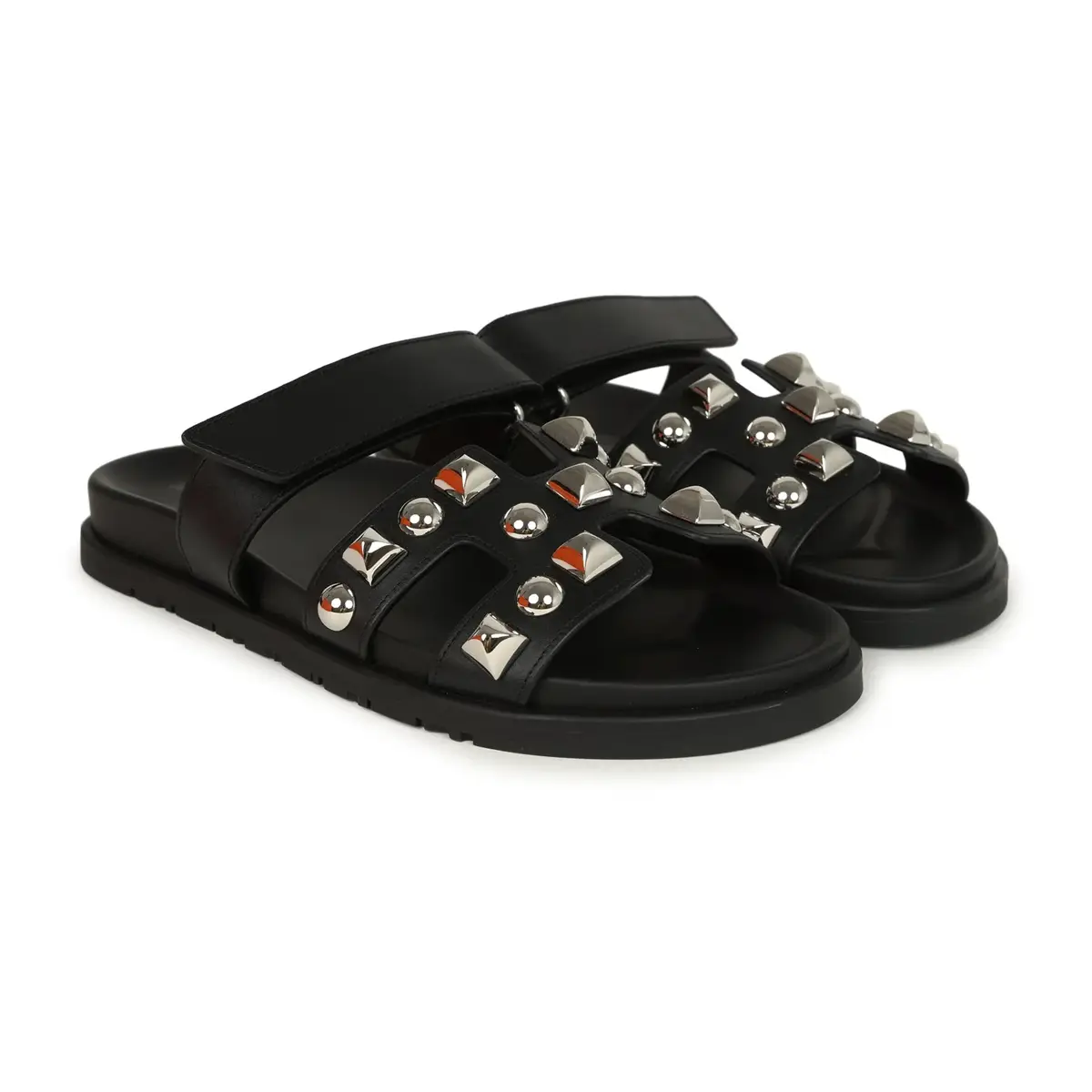 HERMÈS Hermes Chypre Techno Sandals Black Studded Calfskin Palladium Hardware 38 EU | Thumbnail 3 HERMÈS Hermes Chypre Techno Sandals Black Studded Calfskin Palladium Hardware 38 EU | Thumbnail 3