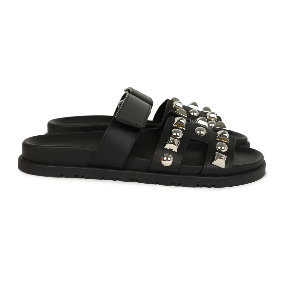 HERMÈS Hermes Chypre Techno Sandals Black Studded Calfskin Palladium Hardware 38 EU | Thumbnail 4 HERMÈS Hermes Chypre Techno Sandals Black Studded Calfskin Palladium Hardware 38 EU | Thumbnail 4