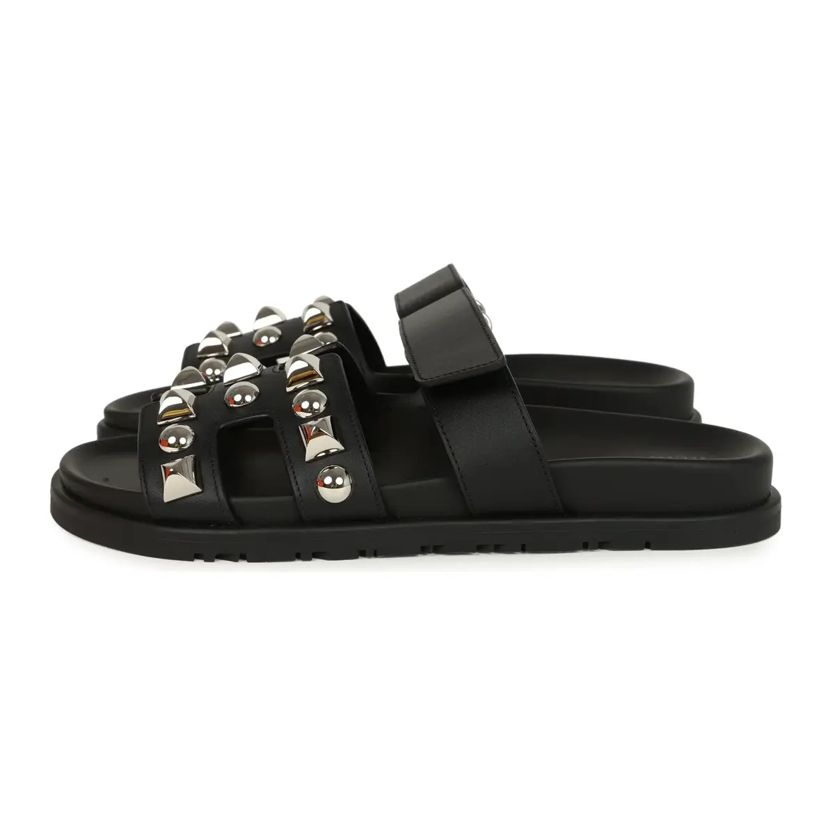 HERMÈS Hermes Chypre Techno Sandals Black Studded Calfskin Palladium Hardware 38 EU | Thumbnail 5 HERMÈS Hermes Chypre Techno Sandals Black Studded Calfskin Palladium Hardware 38 EU | Thumbnail 5