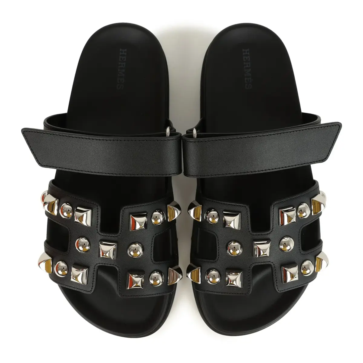 HERMÈS Hermes Chypre Techno Sandals Black Studded Calfskin Palladium Hardware 38 EU | Thumbnail 7 HERMÈS Hermes Chypre Techno Sandals Black Studded Calfskin Palladium Hardware 38 EU | Thumbnail 7