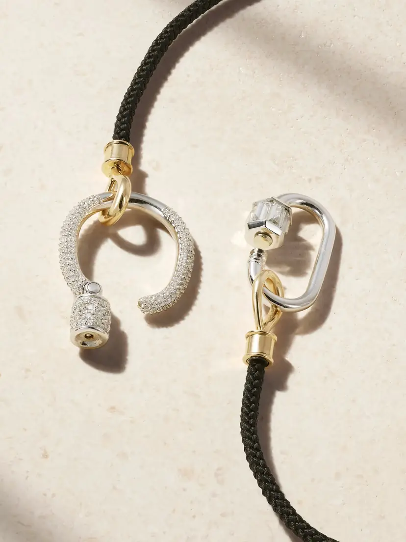Marla Aaron The String Project 18-karat White Gold, 14-karat Yellow Gold, Cord And Diamond Necklace | Thumbnail 3
