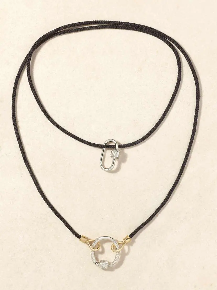 Marla Aaron The String Project 18-karat White Gold, 14-karat Yellow Gold, Cord And Diamond Necklace | Thumbnail 4