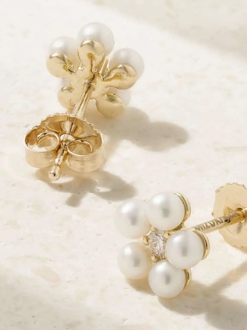 Mizuki 14-karat Gold, Pearl And Diamond Earrings - White | Thumbnail 3 Mizuki 14-karat Gold, Pearl And Diamond Earrings - White | Thumbnail 3