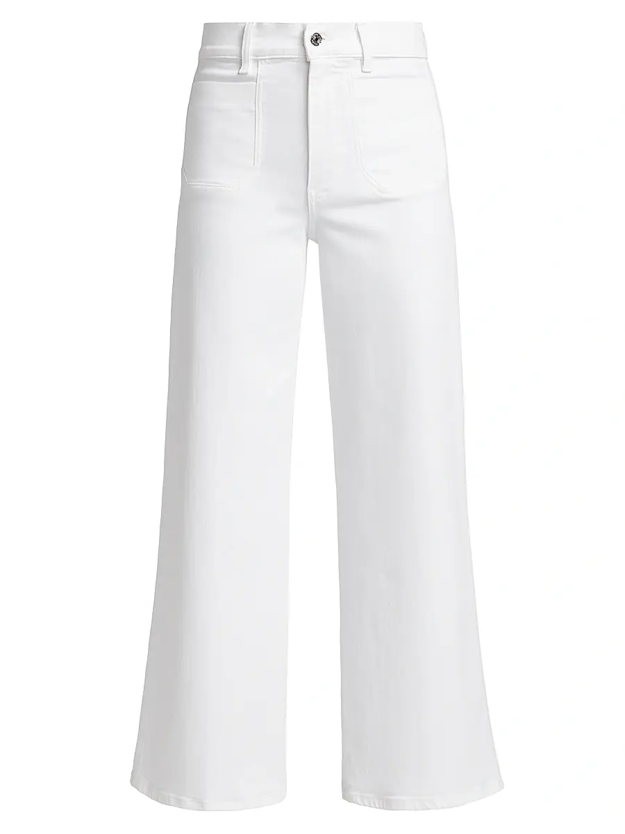 FRAME Women's Le Slim High-Rise Flared Cropped Jeans - White | Image 1 FRAME Women's Le Slim High-Rise Flared Cropped Jeans - White | Image 1