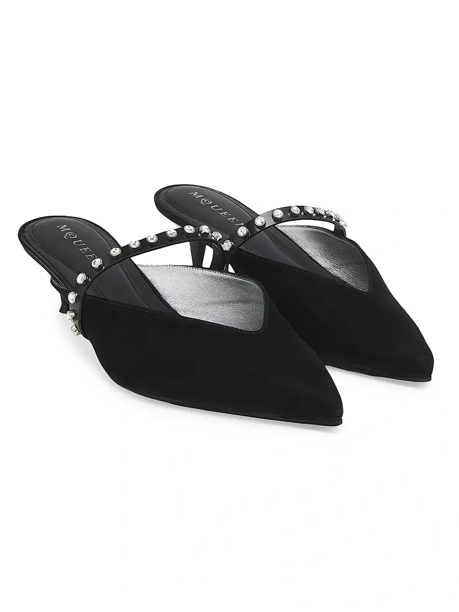 Alexander McQueen Women's Embellished Leather 40MM Mules | Thumbnail 2 Alexander McQueen Women's Embellished Leather 40MM Mules | Thumbnail 2