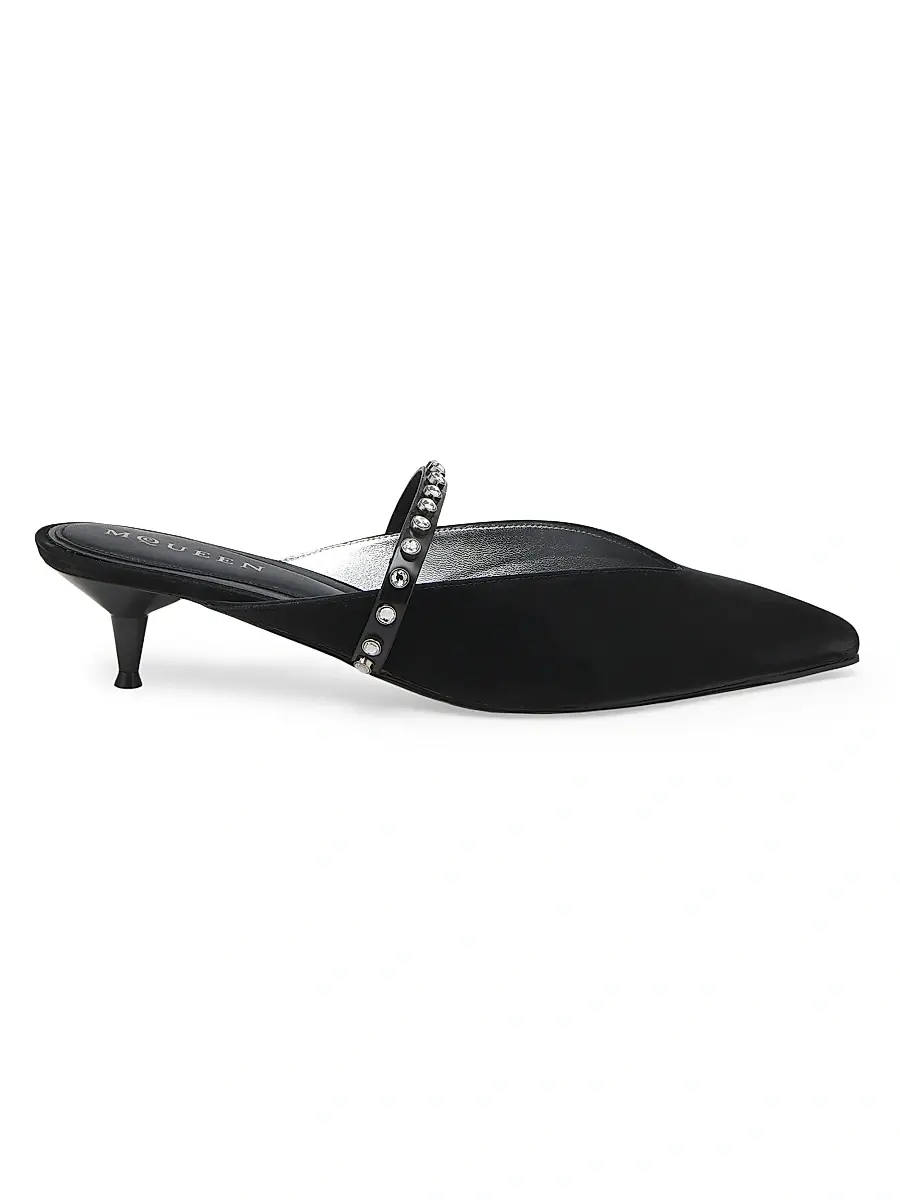 Alexander McQueen Women's Embellished Leather 40MM Mules