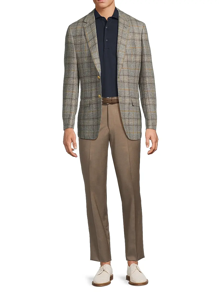 Sartorio Napoli Men's Plaid Virgin Wool Blend Jacket | Thumbnail 2 Sartorio Napoli Men's Plaid Virgin Wool Blend Jacket | Thumbnail 2