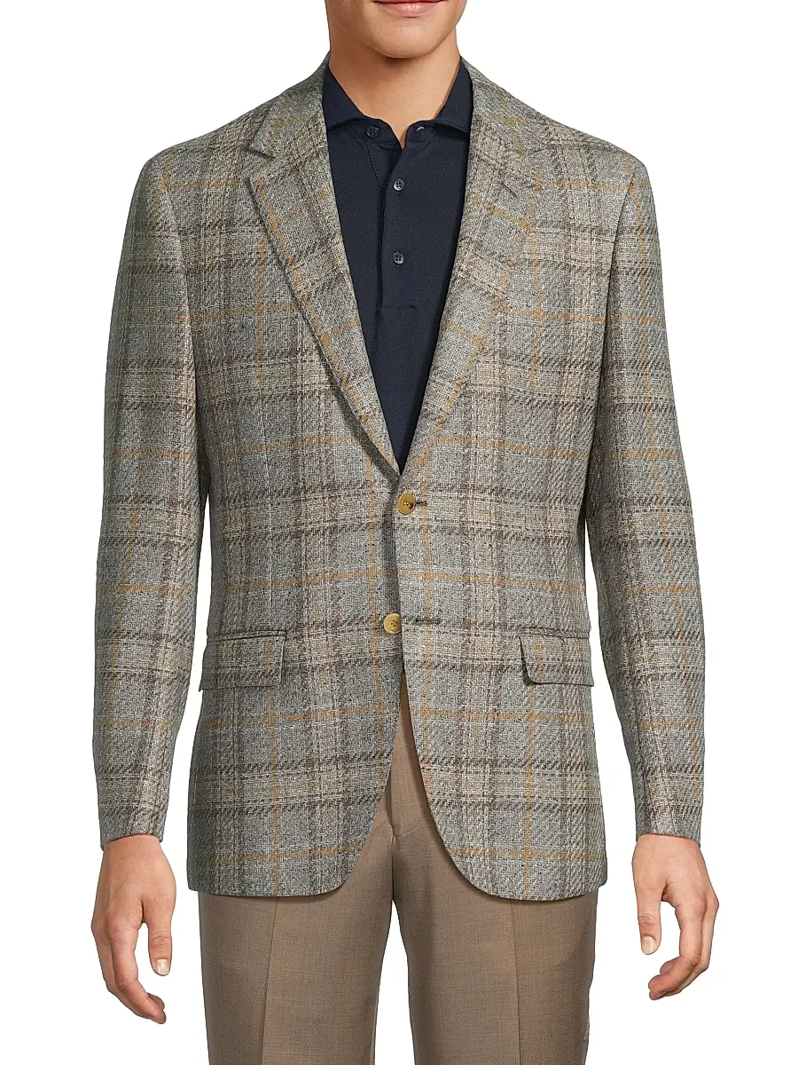 Sartorio Napoli Men's Plaid Virgin Wool Blend Jacket | Thumbnail 3 Sartorio Napoli Men's Plaid Virgin Wool Blend Jacket | Thumbnail 3