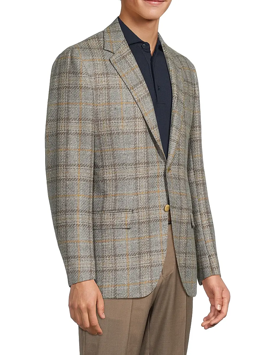 Sartorio Napoli Men's Plaid Virgin Wool Blend Jacket | Thumbnail 4 Sartorio Napoli Men's Plaid Virgin Wool Blend Jacket | Thumbnail 4