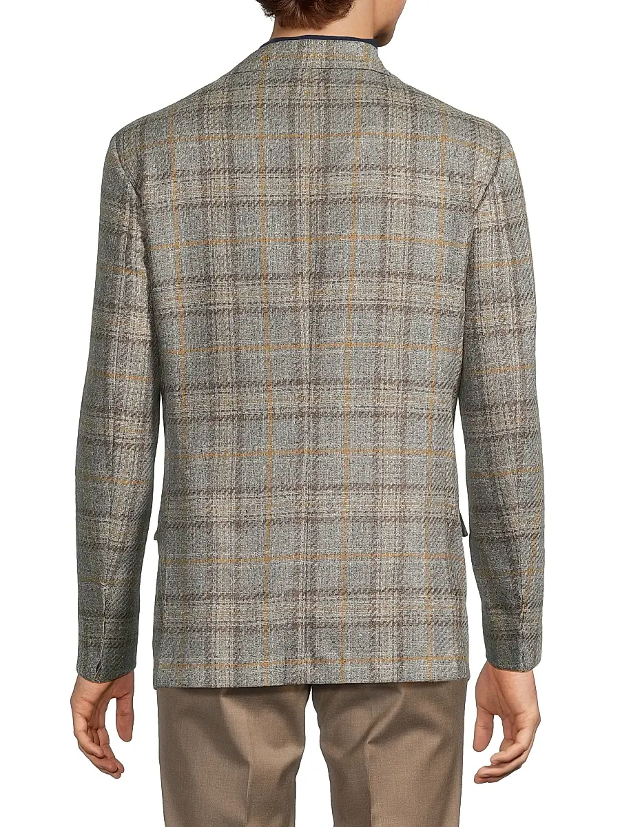 Sartorio Napoli Men's Plaid Virgin Wool Blend Jacket | Thumbnail 5 Sartorio Napoli Men's Plaid Virgin Wool Blend Jacket | Thumbnail 5