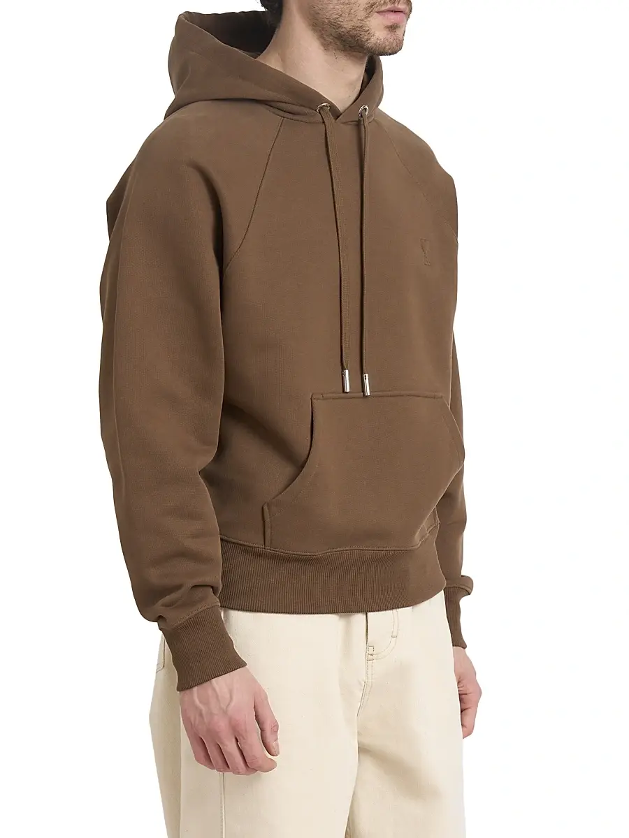 AMI Paris Men's Small Embossed Ami de Coeur Hoodie - Hazelnut | Thumbnail 4 AMI Paris Men's Small Embossed Ami de Coeur Hoodie - Hazelnut | Thumbnail 4