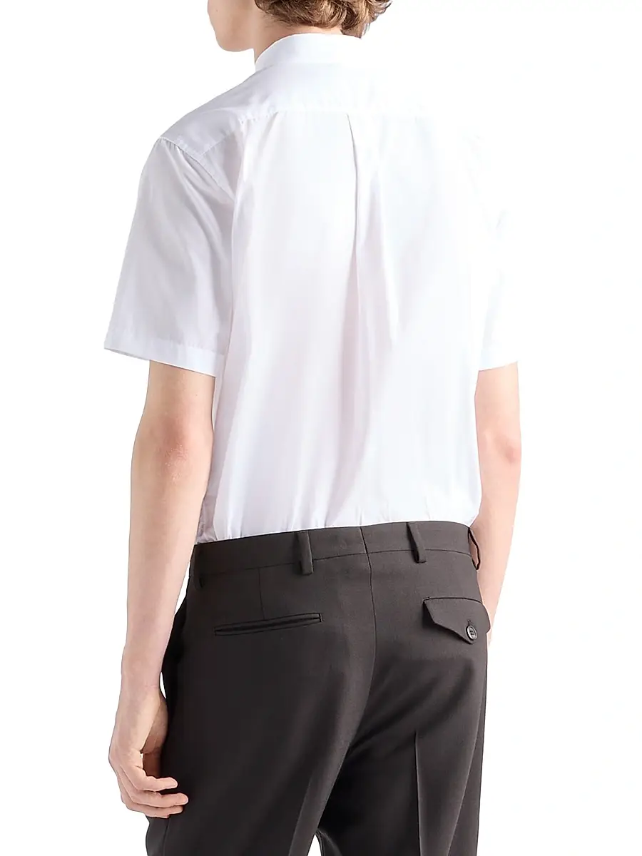 Prada Men's Short-Sleeve Cotton Shirt - White | Thumbnail 3 Prada Men's Short-Sleeve Cotton Shirt - White | Thumbnail 3