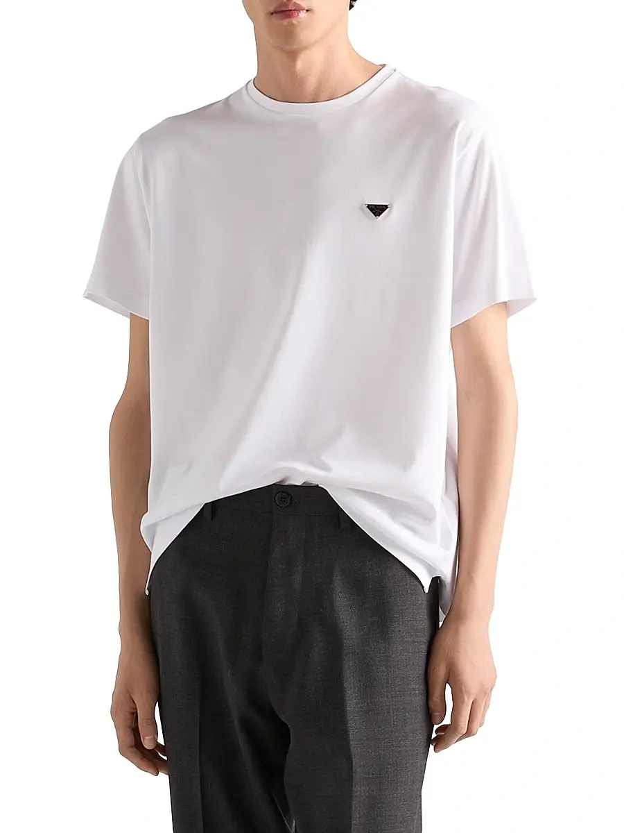 Prada Men's Cotton T-Shirt - White | Thumbnail 2