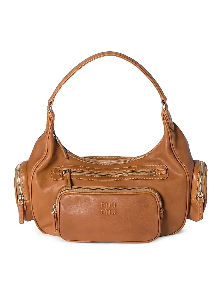 Women's Pocket Nappa Leather Shoulder Bag Women's Pocket Nappa Leather Shoulder Bag