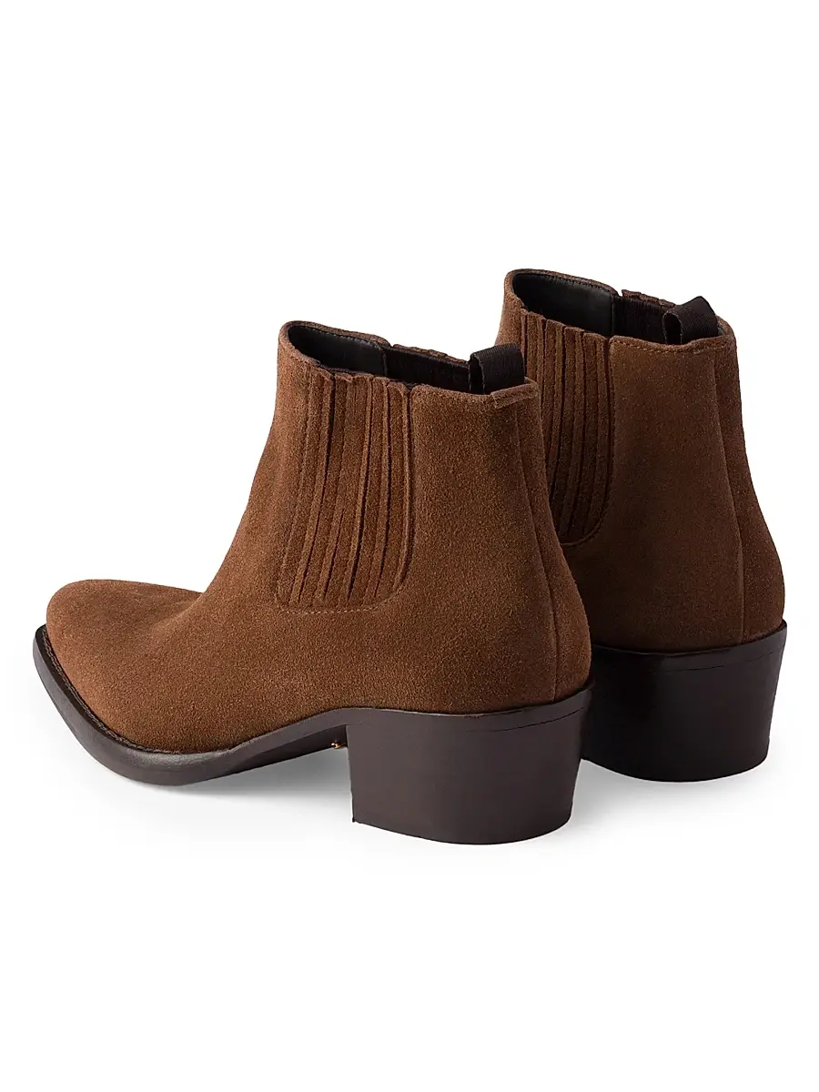 Prada Women's Suede Booties - Brown | Thumbnail 3