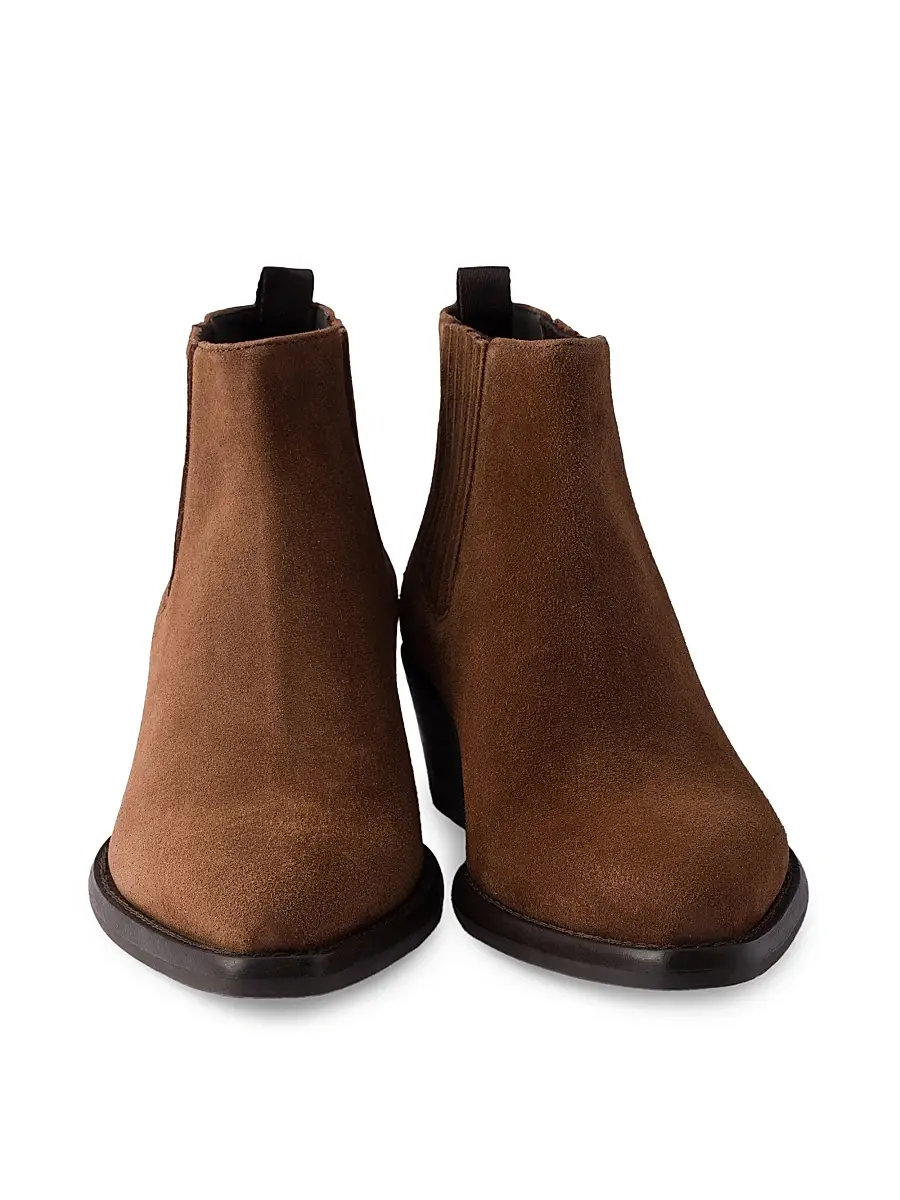 Prada Women's Suede Booties - Brown | Thumbnail 4