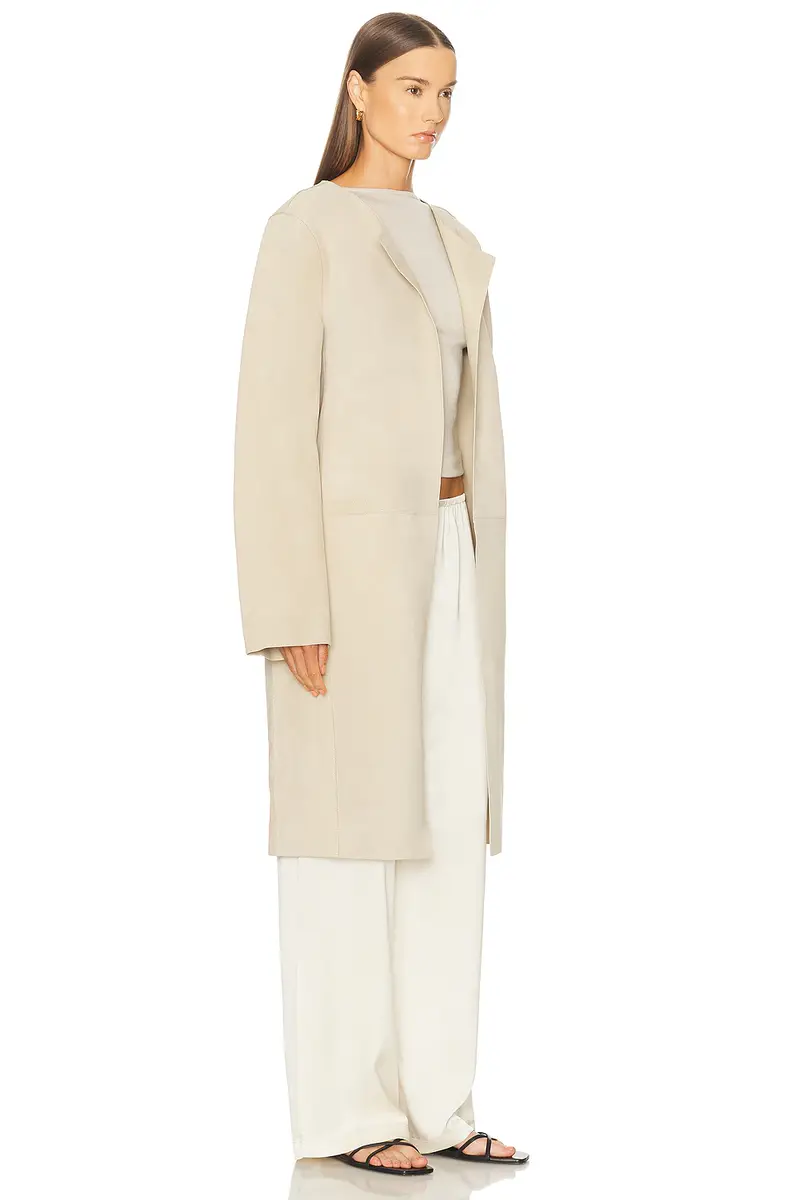 Toteme Collarless Suede Coat | Thumbnail 2 Toteme Collarless Suede Coat | Thumbnail 2