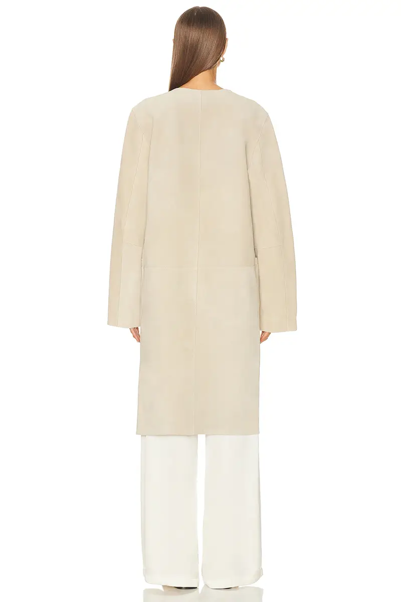 Toteme Collarless Suede Coat | Thumbnail 3 Toteme Collarless Suede Coat | Thumbnail 3