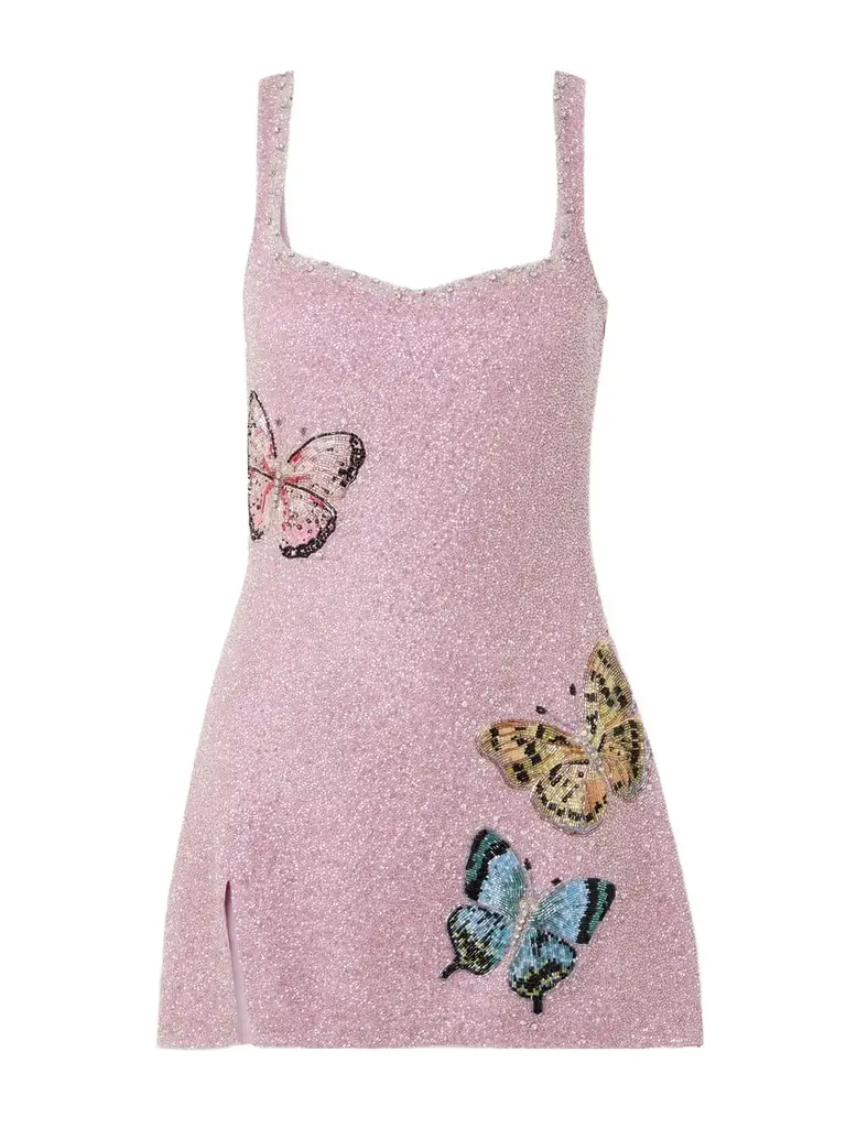 Clio Peppiatt Mariposa Crystal-embellished Beaded Tulle Mini Dress | Image 1 Clio Peppiatt Mariposa Crystal-embellished Beaded Tulle Mini Dress | Image 1