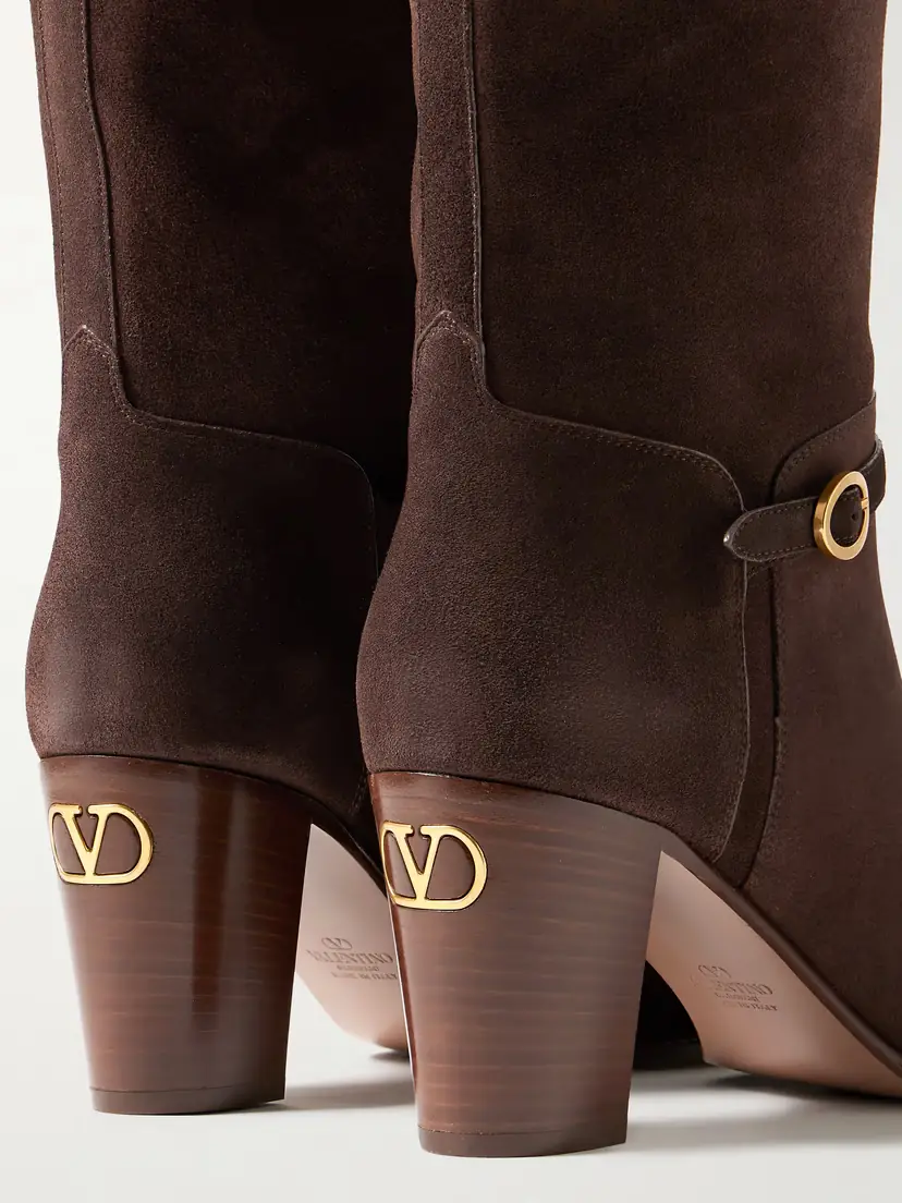 Valentino Garavani Pattie 75 Buckle-embellished Suede Knee Boots | Thumbnail 4 Valentino Garavani Pattie 75 Buckle-embellished Suede Knee Boots | Thumbnail 4