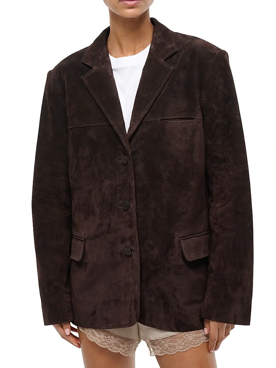 Staud Women's Natalie Suede Oversized Jacket - Espresso | Thumbnail 2