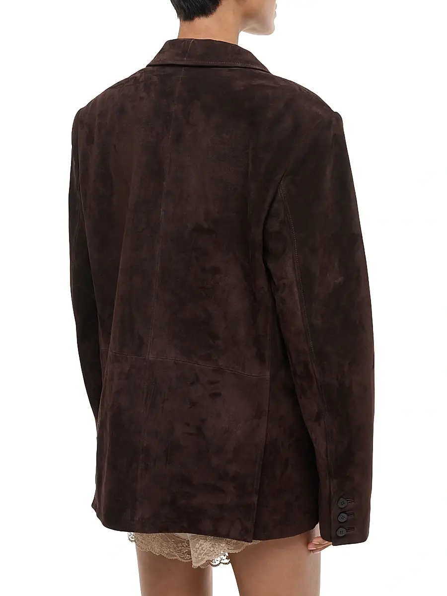 Staud Women's Natalie Suede Oversized Jacket - Espresso | Thumbnail 4