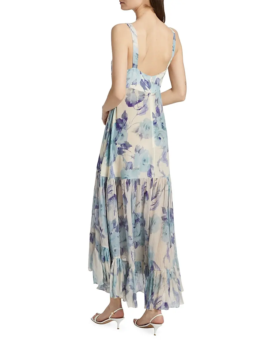 AZEEZA Women's Bellevue Silk Chiffon Maxi Dress | Thumbnail 5