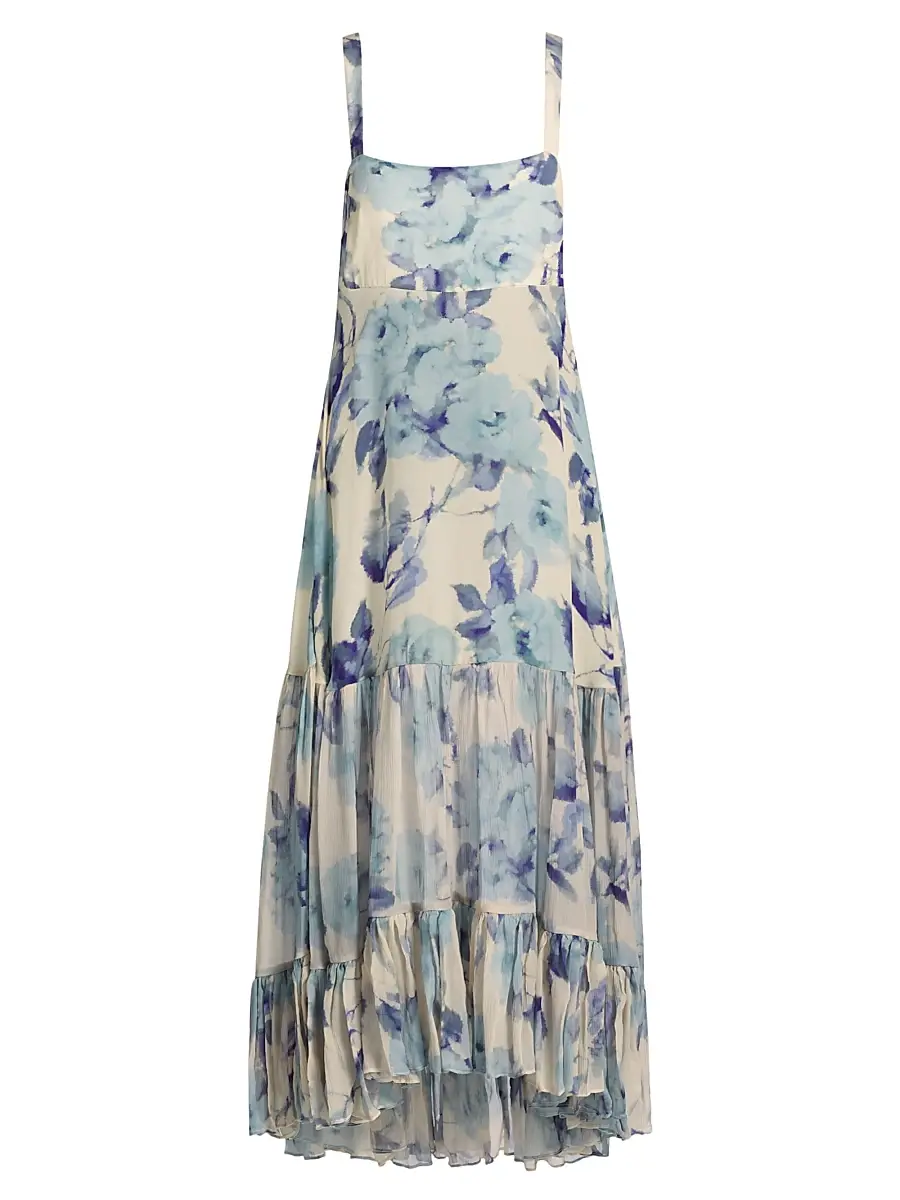 AZEEZA Women's Bellevue Silk Chiffon Maxi Dress - Blue Rose - Size Large | Image 1 AZEEZA Women's Bellevue Silk Chiffon Maxi Dress - Blue Rose - Size Large | Image 1