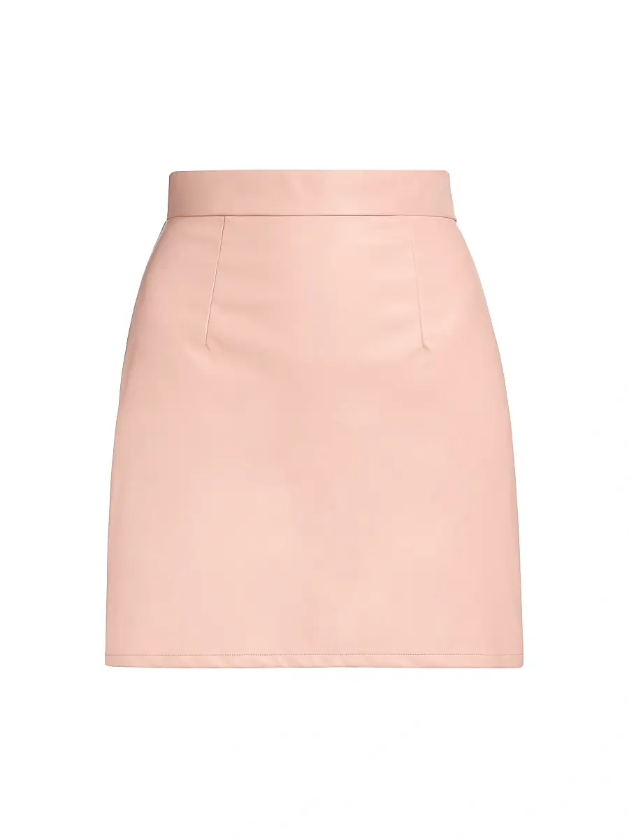 Mariandree Gaitan Women's Identity Julianna Faux Leather Miniskirt - Pink - Size Medium | Image 1 Mariandree Gaitan Women's Identity Julianna Faux Leather Miniskirt - Pink - Size Medium | Image 1