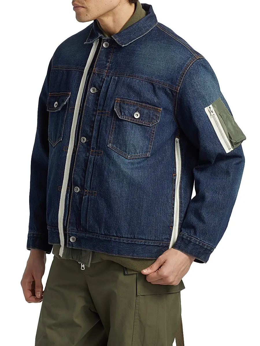 Sacai Men's Denim x Nylon Twill Jacket | Thumbnail 4 Sacai Men's Denim x Nylon Twill Jacket | Thumbnail 4
