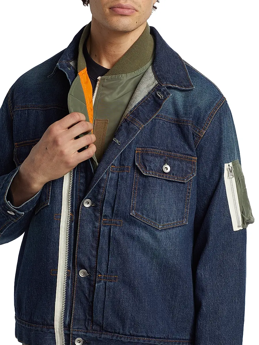 Sacai Men's Denim x Nylon Twill Jacket | Thumbnail 6 Sacai Men's Denim x Nylon Twill Jacket | Thumbnail 6