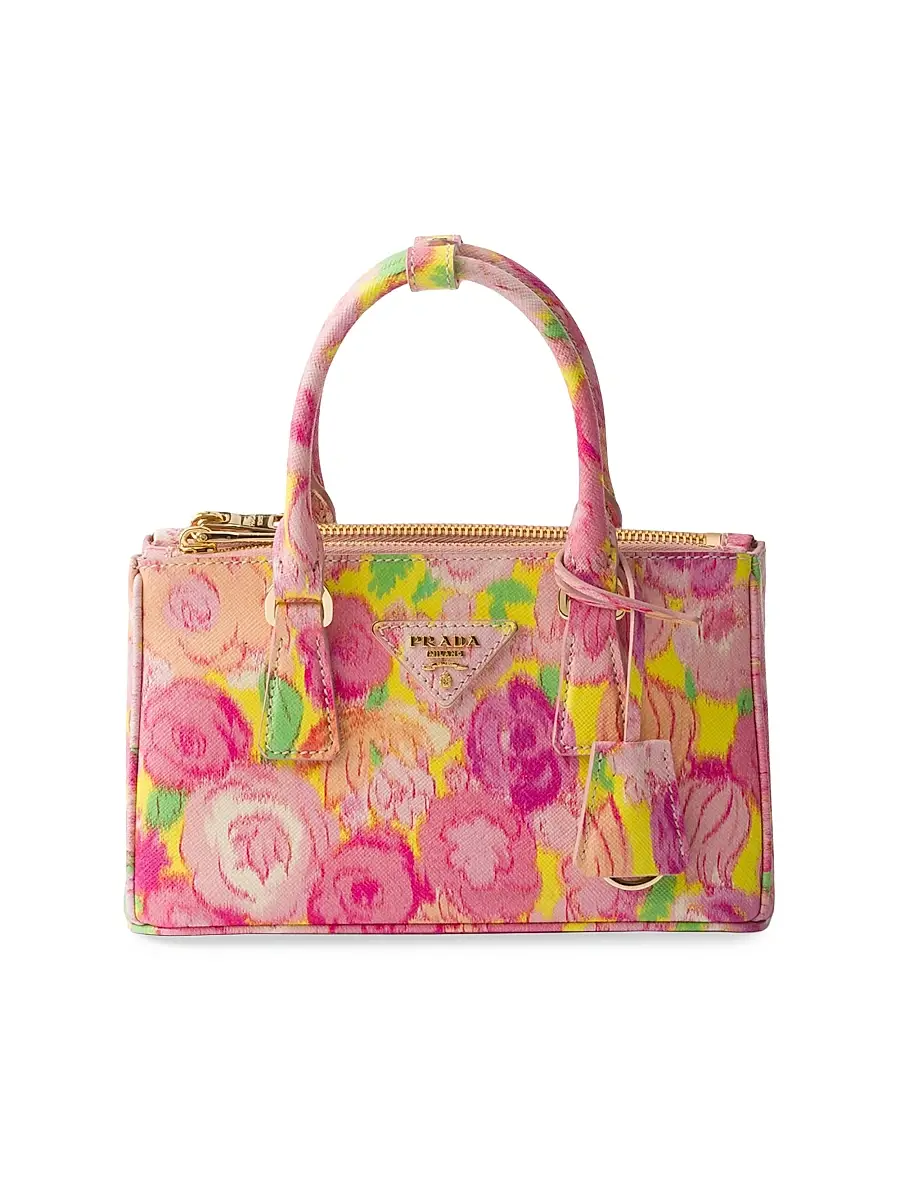 Women's Galleria Printed Saffiano Leather Mini Top Handle Bag - Pink Multi Women's Galleria Printed Saffiano Leather Mini Top Handle Bag - Pink Multi