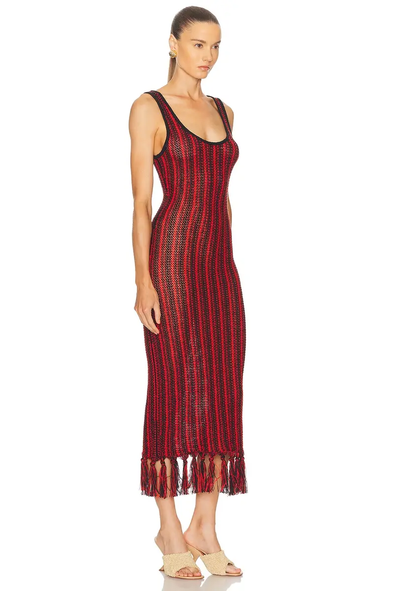 The Elder Statesman Stripe Scoopneck Fringe Dress | Thumbnail 2 The Elder Statesman Stripe Scoopneck Fringe Dress | Thumbnail 2