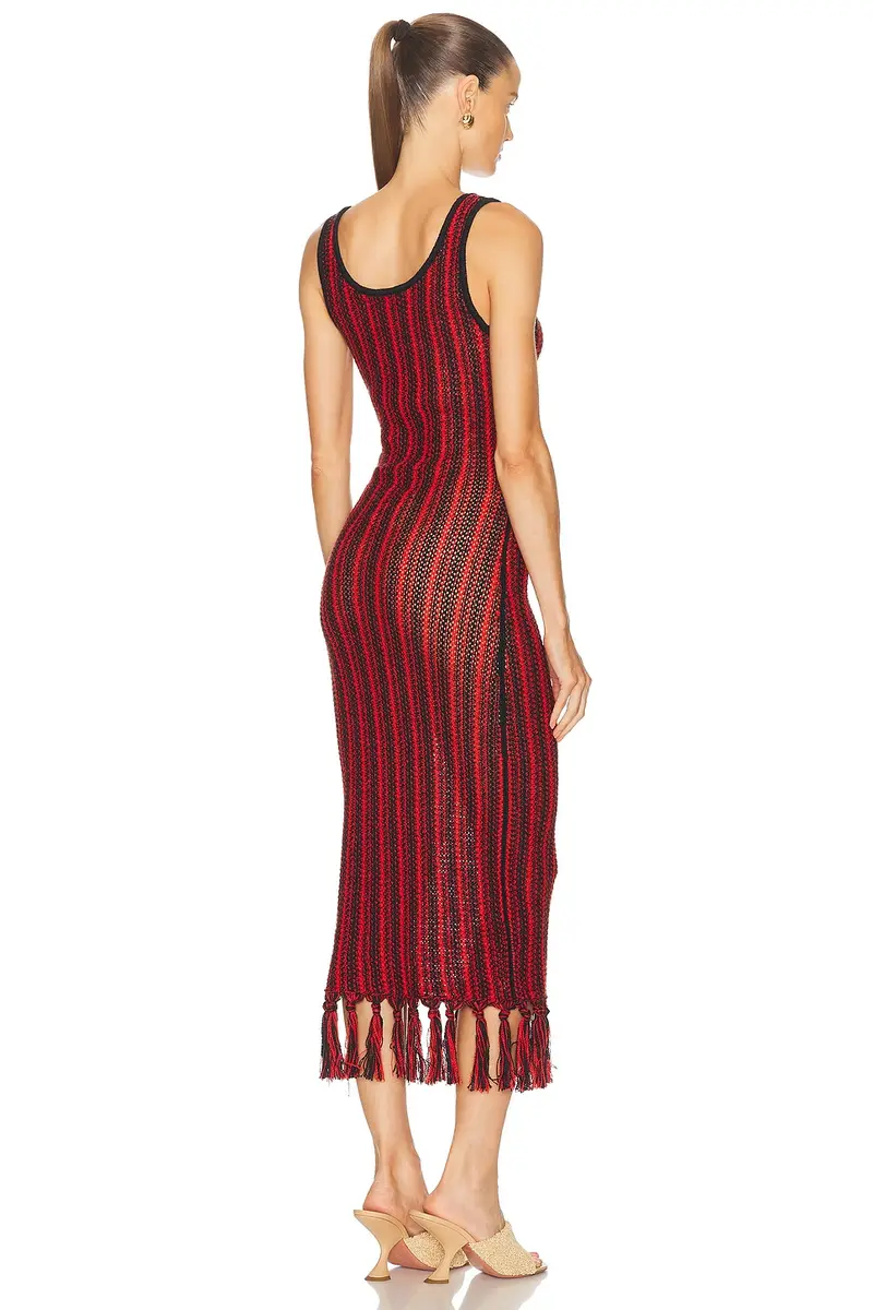 The Elder Statesman Stripe Scoopneck Fringe Dress | Thumbnail 3 The Elder Statesman Stripe Scoopneck Fringe Dress | Thumbnail 3