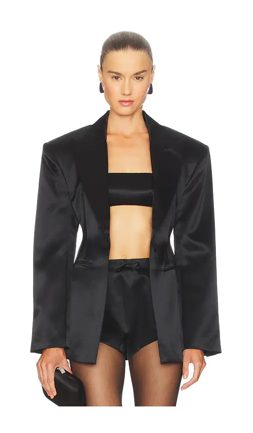 Courtney Zheng Silk Wool Satin Blazer | Image 1 Courtney Zheng Silk Wool Satin Blazer | Image 1
