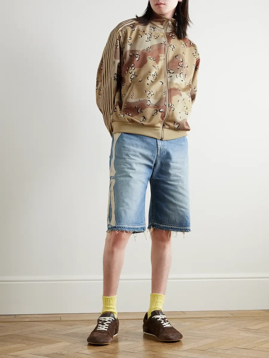 KAPITAL Straight-Leg Appliquéd Distressed Denim Shorts - Men | Thumbnail 2