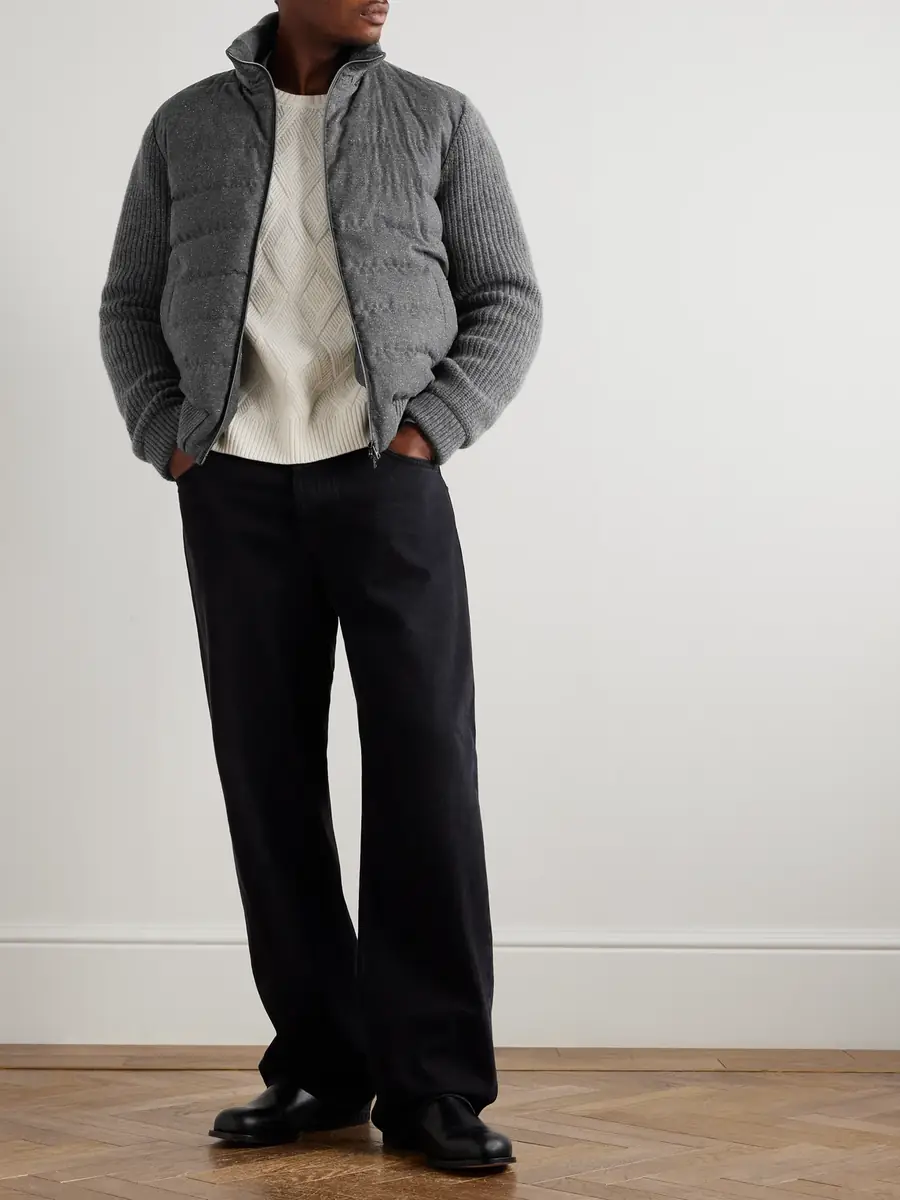 HERNO Quilted and Ribbed Wool-Blend Down Bomber Jacket - Men | Thumbnail 2